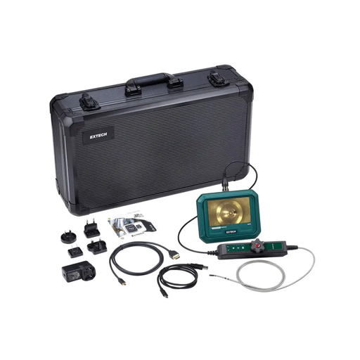 Extech HDV730 Videoscope Kit case and accessories flexible camera probe black and green.