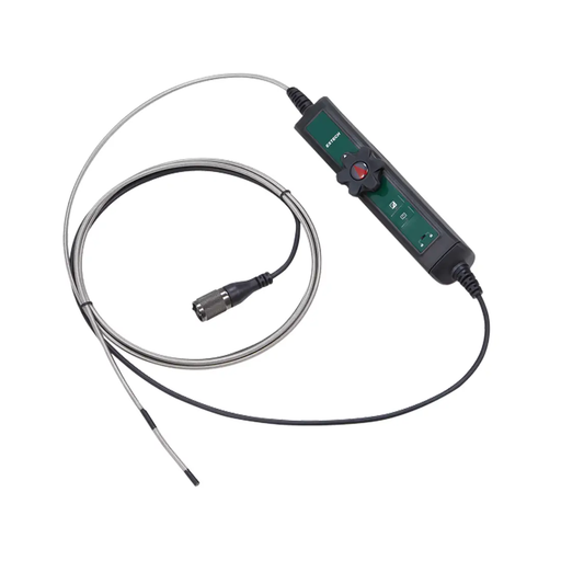 Extech HDV7C A2 45 15 2 Way Articulating Probe top view black handle green panel metal cable.