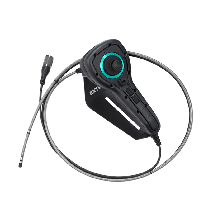 Extech HDV7C A4 60 1 4 Way Articulating Probe angled view black handle attached cable metal tip.