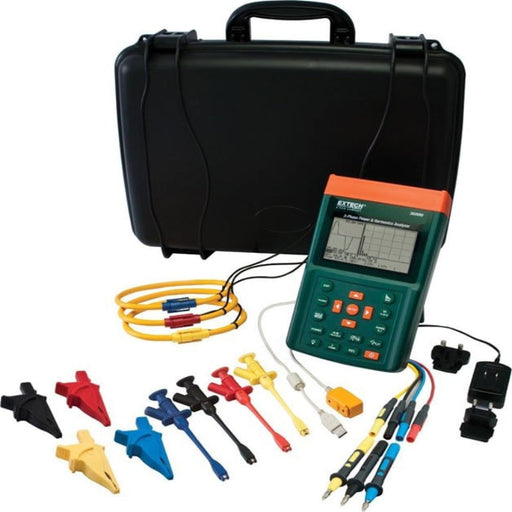 Extech PQ3350 1 NIST front display case accessories multicolored test leads.