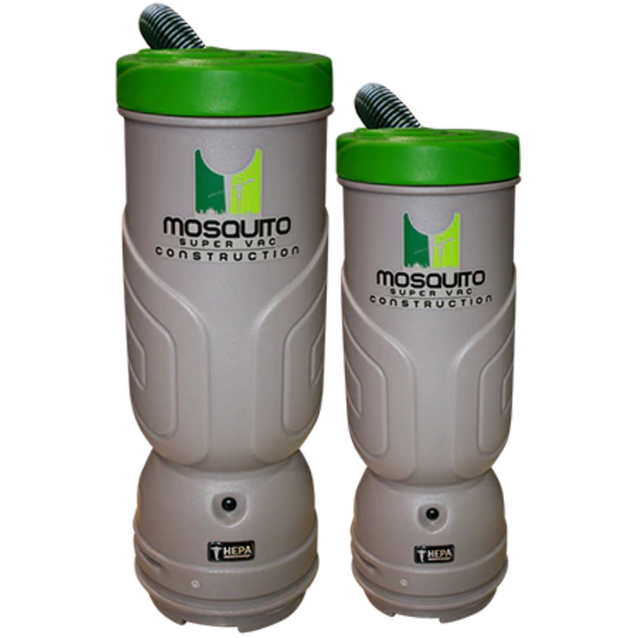 Mosquito HEPA Construction Backpack Vacuum gray dual size front view.