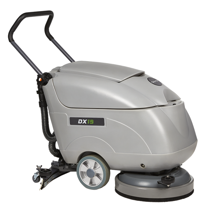 Onyx 15 Battery Autoscrubber DX15 angled view left side gray body.