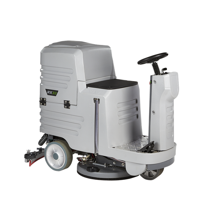 Onyx 20 Riding Single Brush Automatic Floor Scrubber RX20 angled view left side.