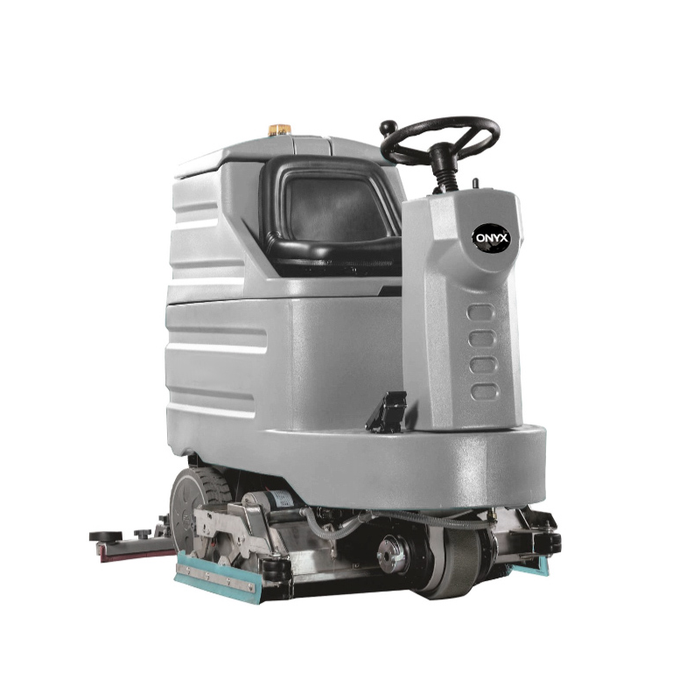Onyx 30 Riding Cylindrical Brush Automatic Floor Scrubber RX30C angled view left side.