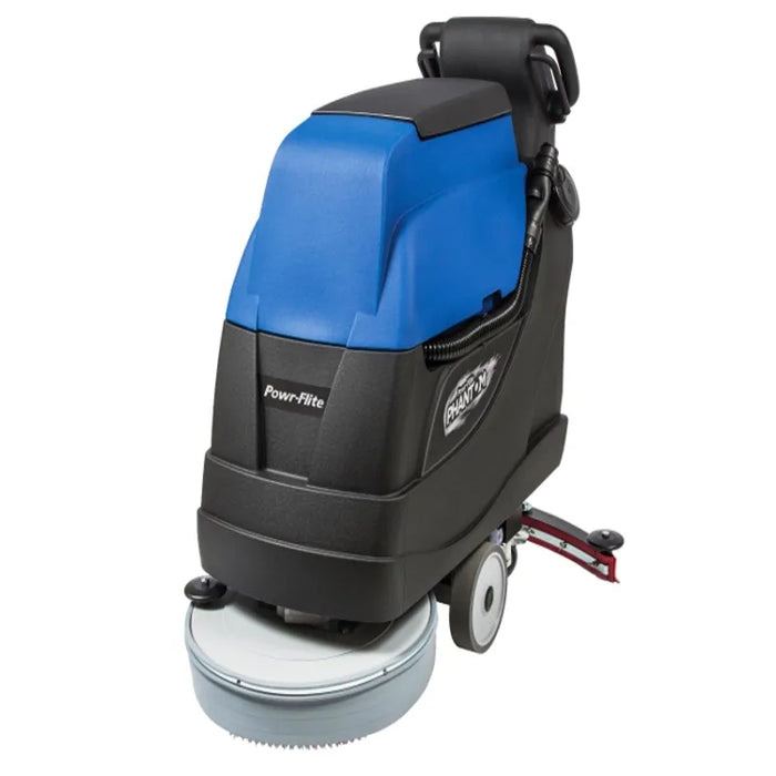 Phantom 20 Inch Auto Scrubber left view blue and black body.