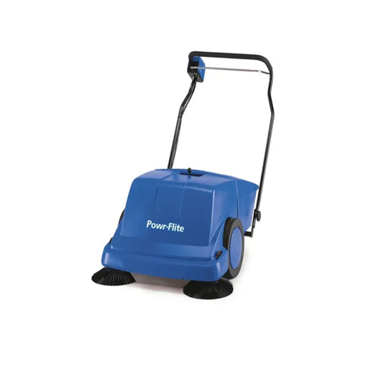 Powr-Flite 36 Battery Powered Self Propelled Sweeper angled view.