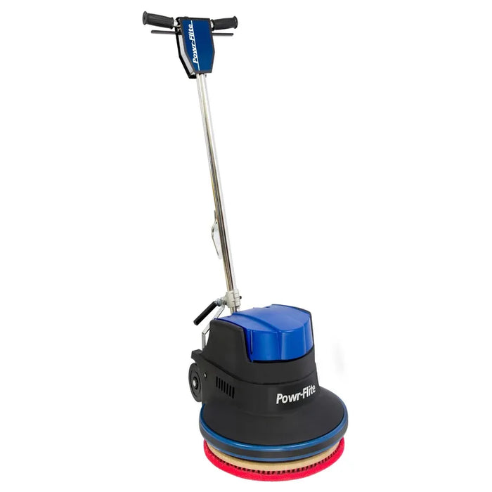 Powr-Flite Millennium Edition 20 Inch Floor Machine angled view with blue cover.