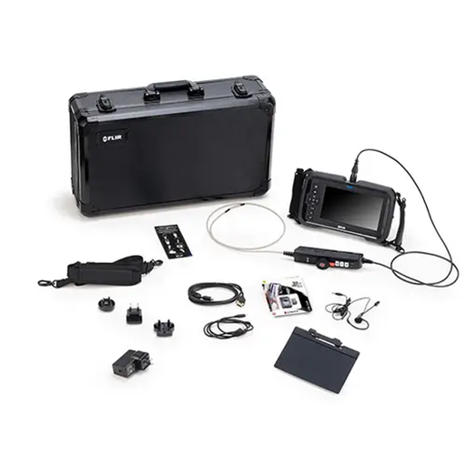 Teledyne FLIR VS80 KIT 2 complete kit top view black case display probe cables accessories.