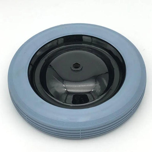 Tornado 10 Inch Wheel black center blue tread top view.