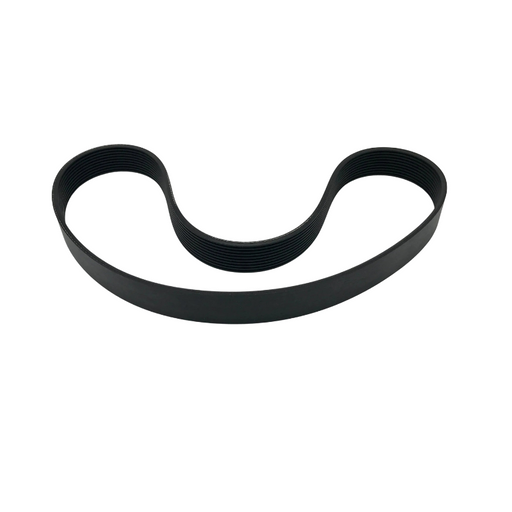 Tornado Belt black rubber belt loop flat laying white background.