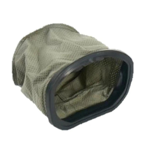 Tornado Cloth Filter Bag for Tornado 6 Qt Pac Vac grey mesh filter bag with black rubber rim.