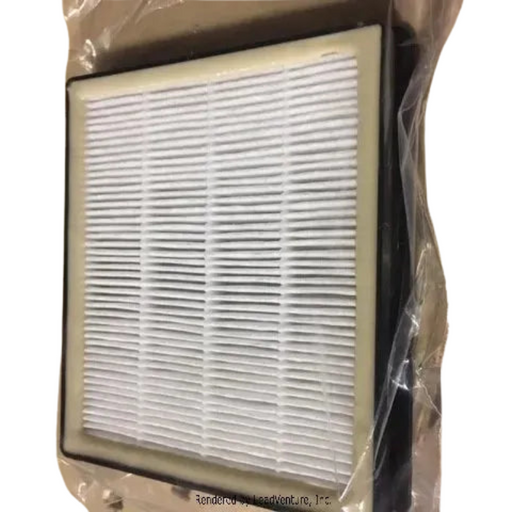 Tornado Hepa Filter Cartridge for Pac Vac front view white filter black frame wrapped in plastic.