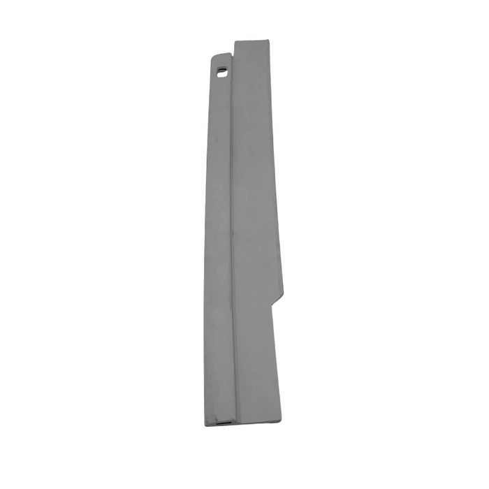 Tornado Splash Guard left side metallic silver smooth surface.