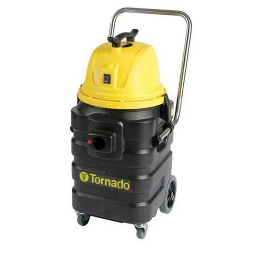 Tornado Taskforce 17 wet dry industrial canister vacuum yellow black handle wheels.