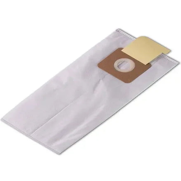 Vacuum Dust Bag white bag brown cardboard collar sealing flap.