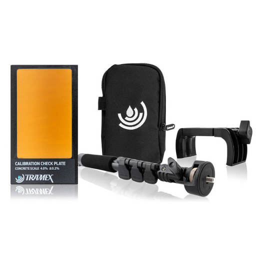 Tramex ACCESSORY PACK FOR CME5 AND CMEX5 - AP-CM: an accessory pack including an E5 extension handle, Calbox for CME5, and a holster, displayed against a neutral background.