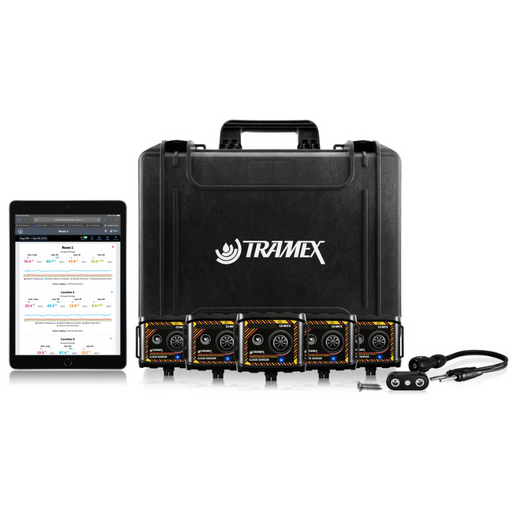 Tramex AP-TREMS-WME-MC - Remote Environmental Monitoring System WME/MC Accessory Pack, the image features an organized layout of the accessory components, including sensors and connectors, displayed on a neutral background, showcasing the tools utilized for effective environmental monitoring.