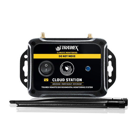 Tramex Cloud Station - CST-4G A sleek, white Cloud Station device designed for moisture measurement integration, featuring a user-friendly interface and compact form.