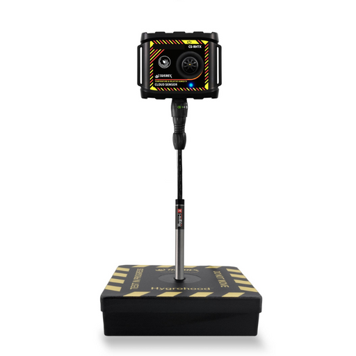 Tramex Hygrohood for TREMS Xtra - RHIH Image showing the Tramex Hygrohood attached to a moisture meter, designed for measuring relative humidity and temperature in various materials. The Hygrohood features a sleek design and is shown in a vertical position, indicating its usability for accurate reading.