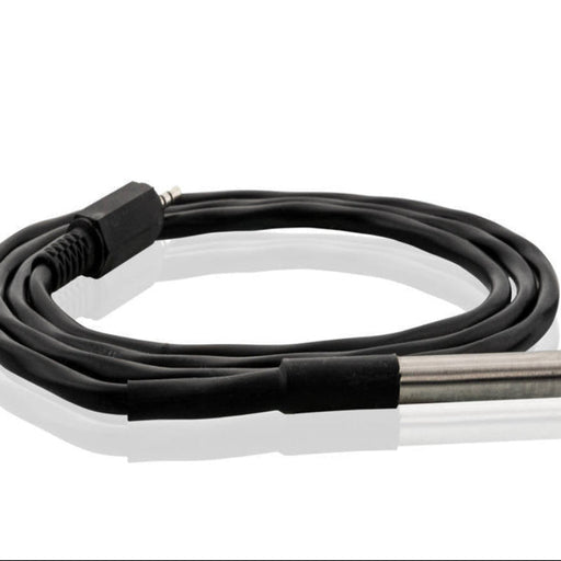 Tramex Contact Temperature Probe - CTP A detailed image of the Tramex Contact Temperature Probe, showcasing its sleek design and attachment mechanism. The probe is attached to a Tramex meter, demonstrating its use for measuring surface temperatures.