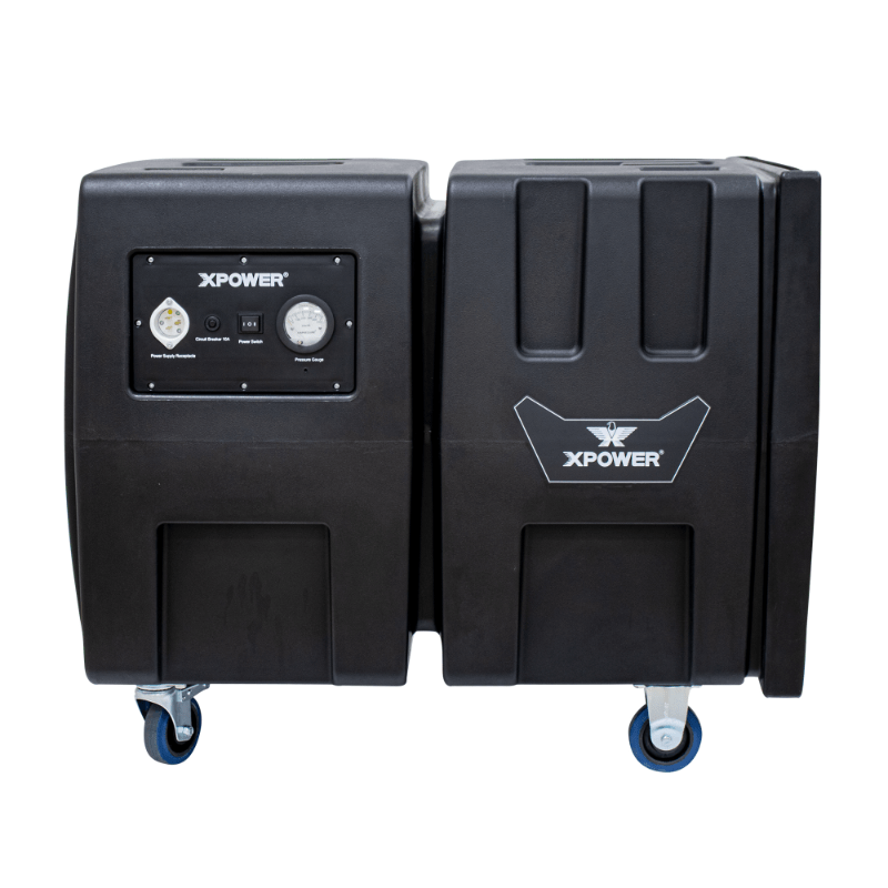 XPOWER AP-2000 HEPA air filtration system, front view on its casters
