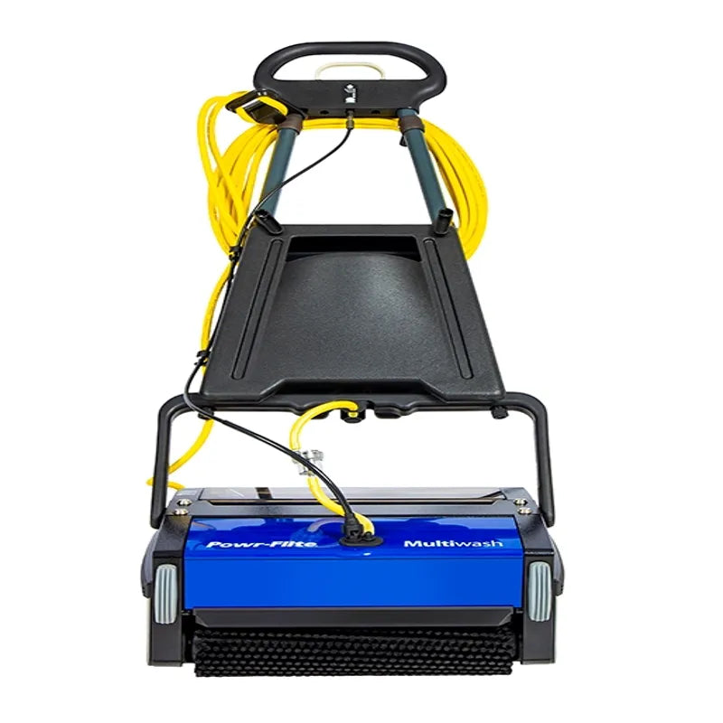 Powr-Flite 14 Multiwash automatic scrubber, front view of the cylindrical brush machine