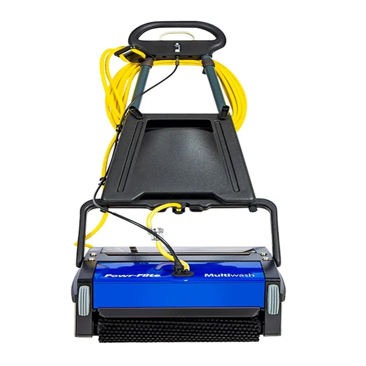 Powr-Flite 14 Multiwash automatic scrubber, front view of the cylindrical brush machine