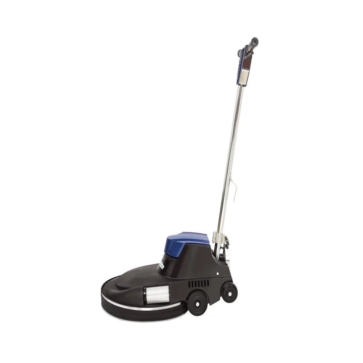 Powr-Flite Millennium Edition dust-control burnisher, side view with handle upright