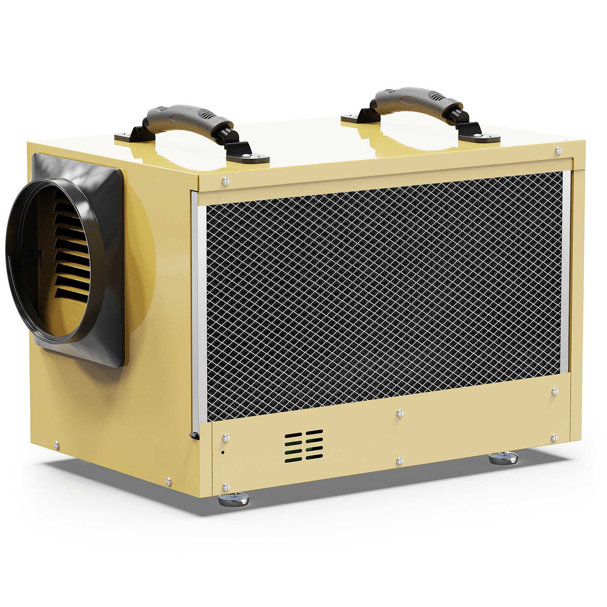 AlorAir Sentinel HD55S dehumidifier, rear three-quarter view showing the inlet grille and outlet collar