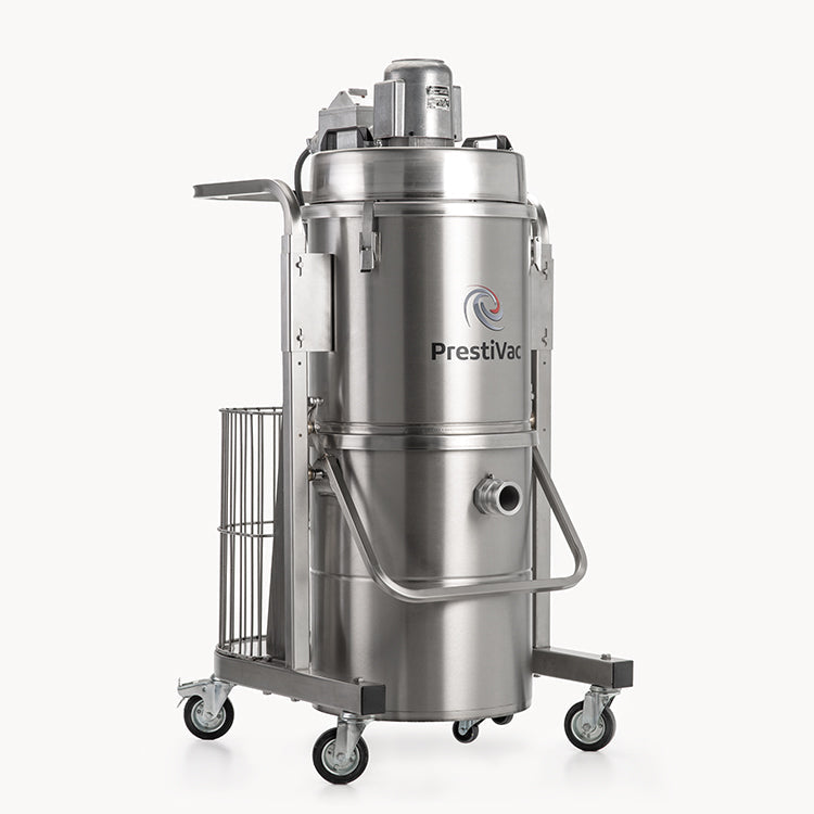 PrestiVac EX1-20 RCT HEPA cart vacuum with motor head, tool basket and removable collection tank