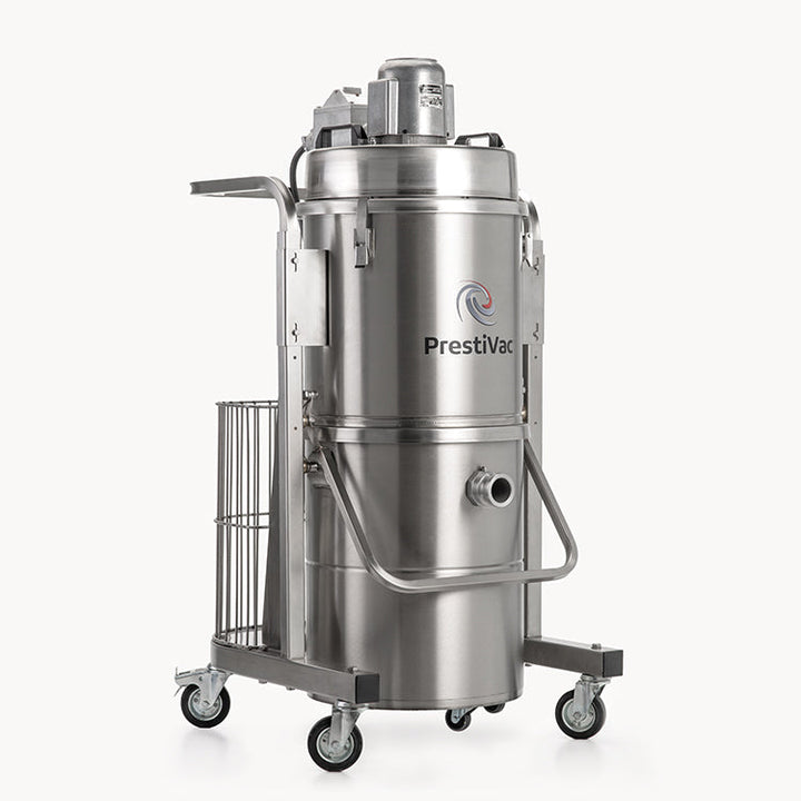 PrestiVac EX1-20 RCT HEPA cart vacuum with motor head, tool basket and removable collection tank