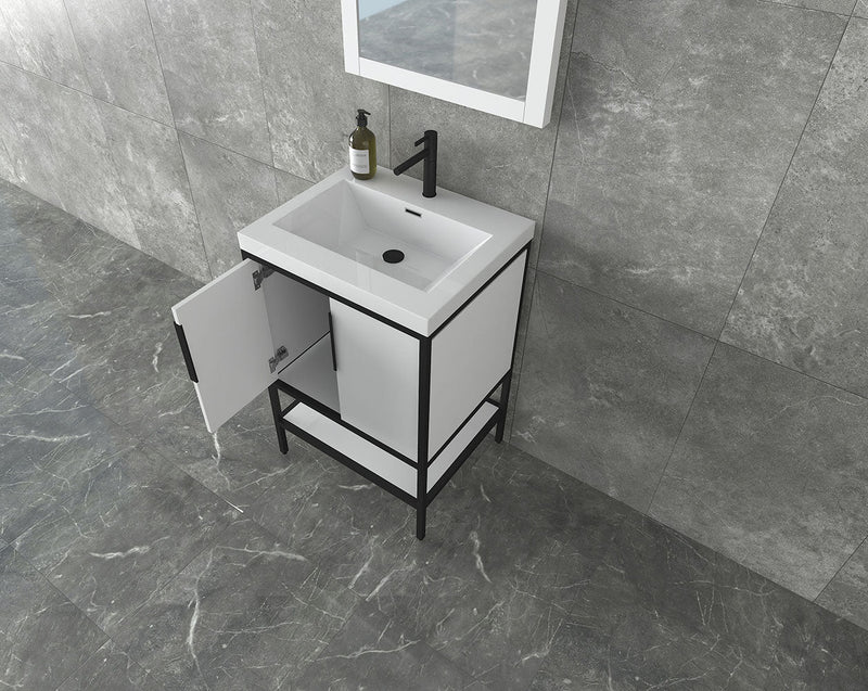 Matthew 24"-72" Glossy White Freestanding Vanity with Reinforced Acrylic Sinks
