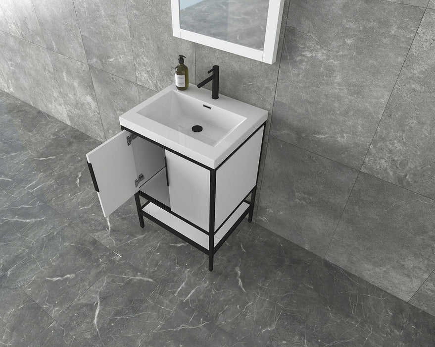 Matthew 24"-72" Glossy White Freestanding Vanity with Reinforced Acrylic Sinks