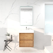 Saggia 24" Wall-Mounted Floating Bathroom Vanity with Reinforced Acrylic Sink in Teak Oak | Better Vanity Modern Luxury Bathroom Vanities