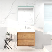 Saggia 30" Wall-Mounted Floating Bathroom Vanity with Reinforced Acrylic Sink in Teak Oak | Better Vanity Modern Luxury Bathroom Vanities