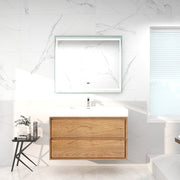 Saggia 42" Wall-Mounted Floating Bathroom Vanity with Reinforced Acrylic Sink in Teak Oak | Better Vanity Modern Luxury Bathroom Vanities