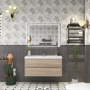 Louis 42" Solid Wood Floating Bathroom Vanity in White Oak | Better Vanity Solid Wood Floating Vanities