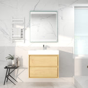Saggia 30" Wall-Mounted Floating Bathroom Vanity with Reinforced Acrylic Double Sink in Light Oak | Better Vanity Modern Luxury Bathroom Vanities