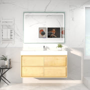 Saggia 48" Wall-Mounted Floating Bathroom Vanity with Reinforced Acrylic Double Sink in Light Oak | Better Vanity Modern Luxury Bathroom Vanities