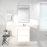 Saggia 24" Wall-Mounted Floating Bathroom Vanity with Reinforced Acrylic Sink in Gloss White | Better Vanity Modern Luxury Bathroom Vanities