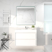 Saggia 36" Wall-Mounted Floating Bathroom Vanity with Reinforced Acrylic Sink in Gloss White | Better Vanity Modern Luxury Bathroom Vanities
