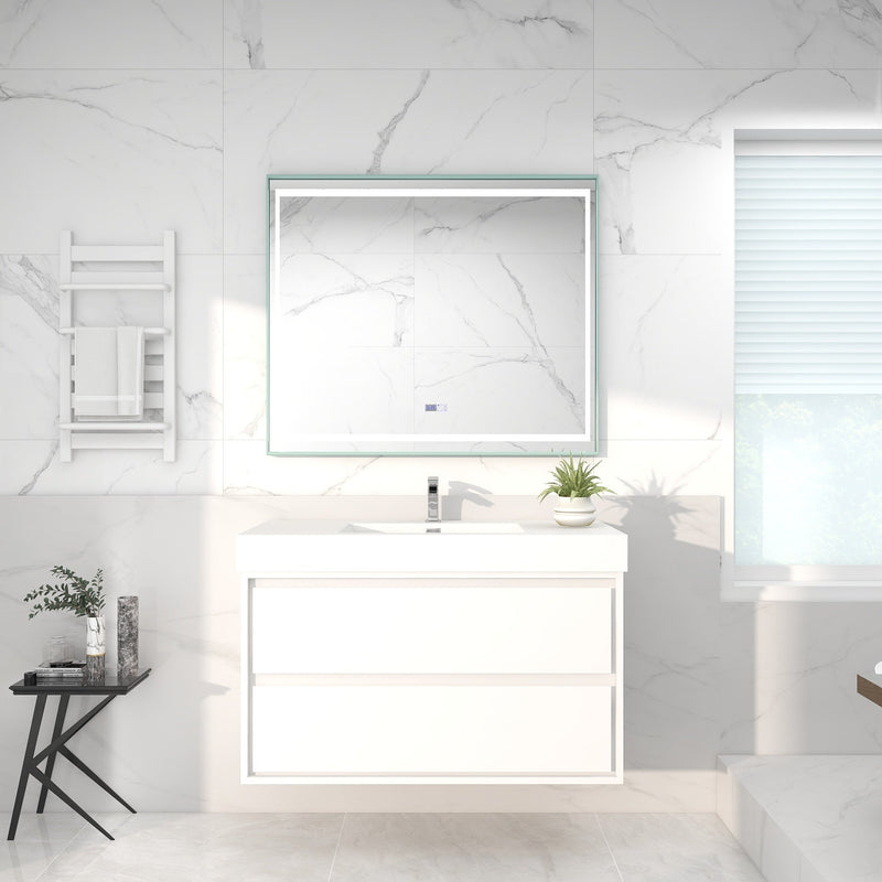 Saggia 42 Wall-Mounted Floating Bathroom Vanity with Reinforced Acrylic Sink in Gloss White | Better Vanity Modern Luxury Bathroom Vanities