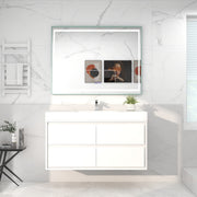 Saggia 48 Wall-Mounted Floating Bathroom Vanity with Reinforced Acrylic Sink in Gloss White | Better Vanity Modern Luxury Bathroom Vanities