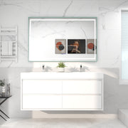 Saggia 60 Wall-Mounted Floating Bathroom Vanity with Reinforced Acrylic Double Sink in Gloss White | Better Vanity Modern Luxury Bathroom Vanities