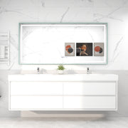 Saggia 84 Wall-Mounted Floating Bathroom Vanity with Reinforced Acrylic Double Sink in Gloss White | Better Vanity Modern Luxury Bathroom Vanities