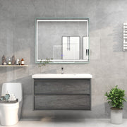 Saggia 42" Floating Vanity with Sink Set in Smoke Oak