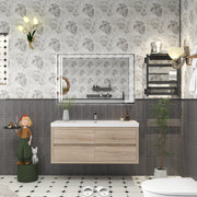 Louis 48" Solid Wood Floating Bathroom Vanity in White Oak | Better Vanity Solid Wood Floating Vanities
