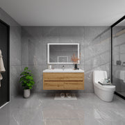 Louis 48" Solid Wood Floating Bathroom Vanity in Yellow Oak | Better Vanity Solid Wood Floating Vanities