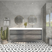 Saggia 72" Wall-Mounted Floating Bathroom Vanity with Reinforced Acrylic Double Sink in Smoke Oak | Better Vanity Modern Luxury Bathroom Vanities