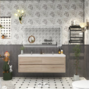Louis 60" Solid Wood Floating Bathroom Vanity with Double Sink in White Oak | Better Vanity Solid Wood Floating Vanities